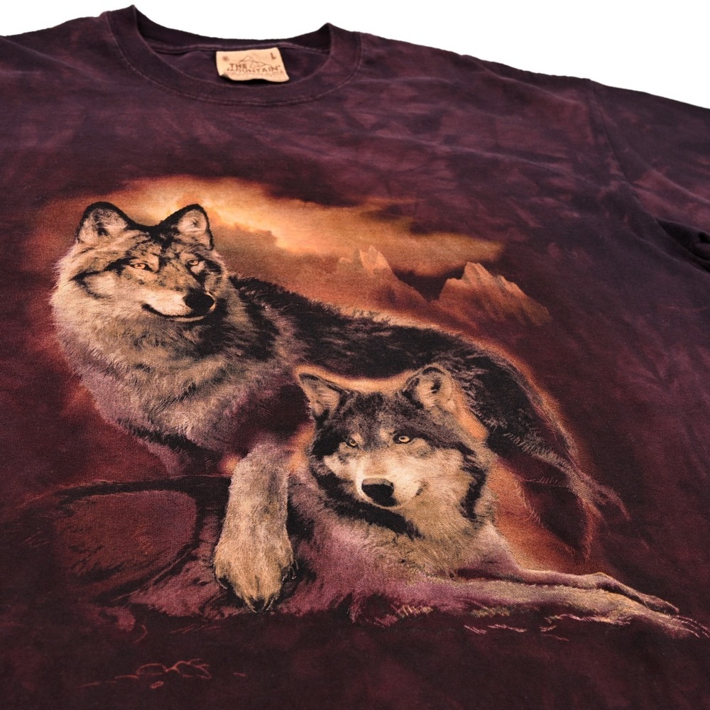 The Mountain Shirt Men's Large Wolves Western Tie Dye Graphic Tee USA Vintage